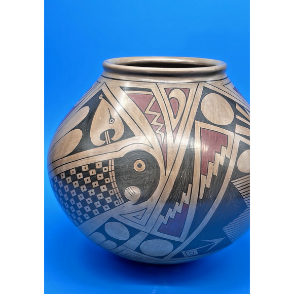 Andrea Villalba Signed Pottery MataOrtiz Polychrome HandPainted Geometric Animal - Picture 14 of 16